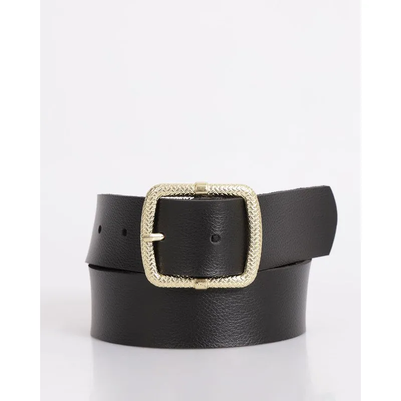 Cinto Feminino Liso Com Fivela Preto M