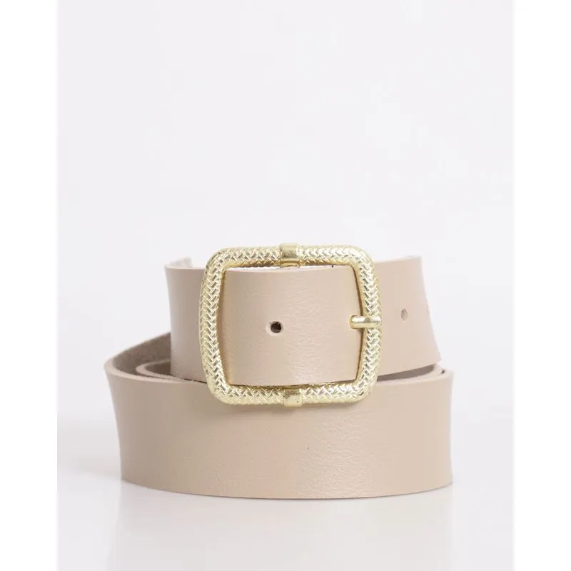 Cinto Feminino Liso Com Fivela Bege GG