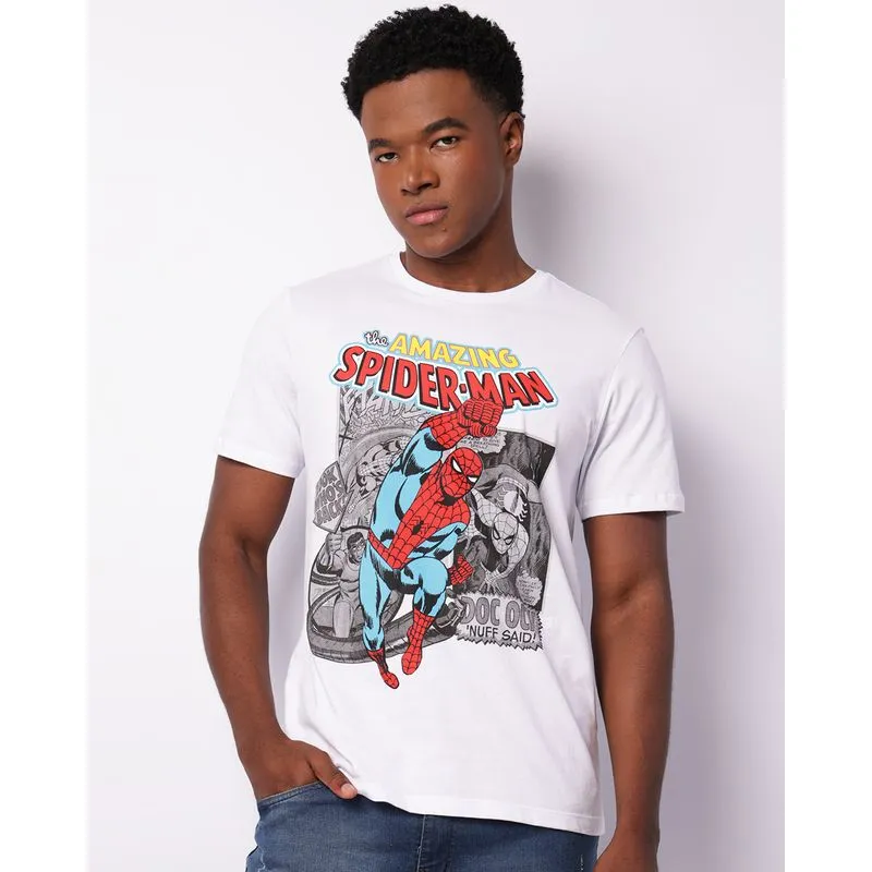 Camiseta Masculina Manga Curta Marvel Homem Aranha Branca G
