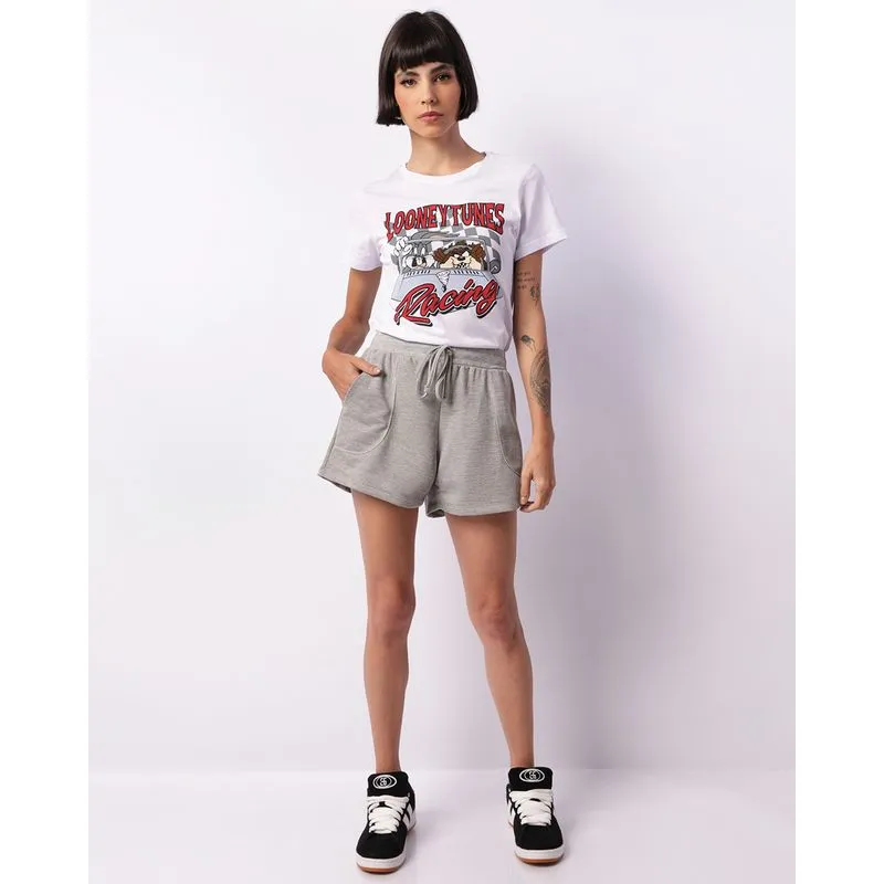 Short Feminino Moletinho Com Bolso Cinza M