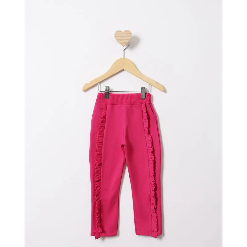 Calça Moletom Bebê Peluciado Com Recortes Rosa 1