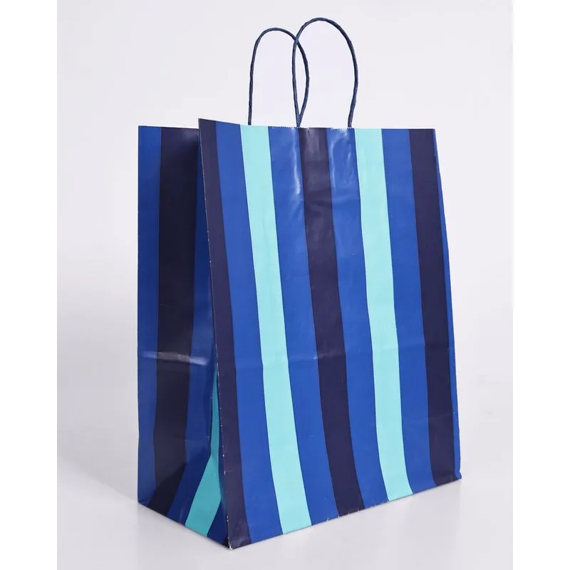 Sacola De Papel Cromus G 32x26,5x13cm Giordano Listrada Azul UN