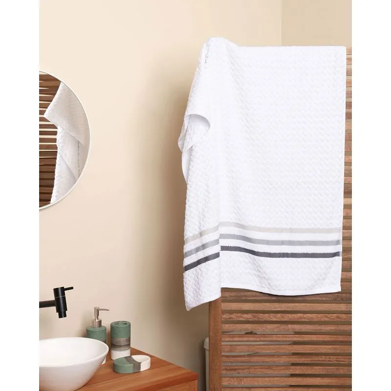 Toalha de Banho Corttex 70cm x 140cm Jacquard Trento Branca UN