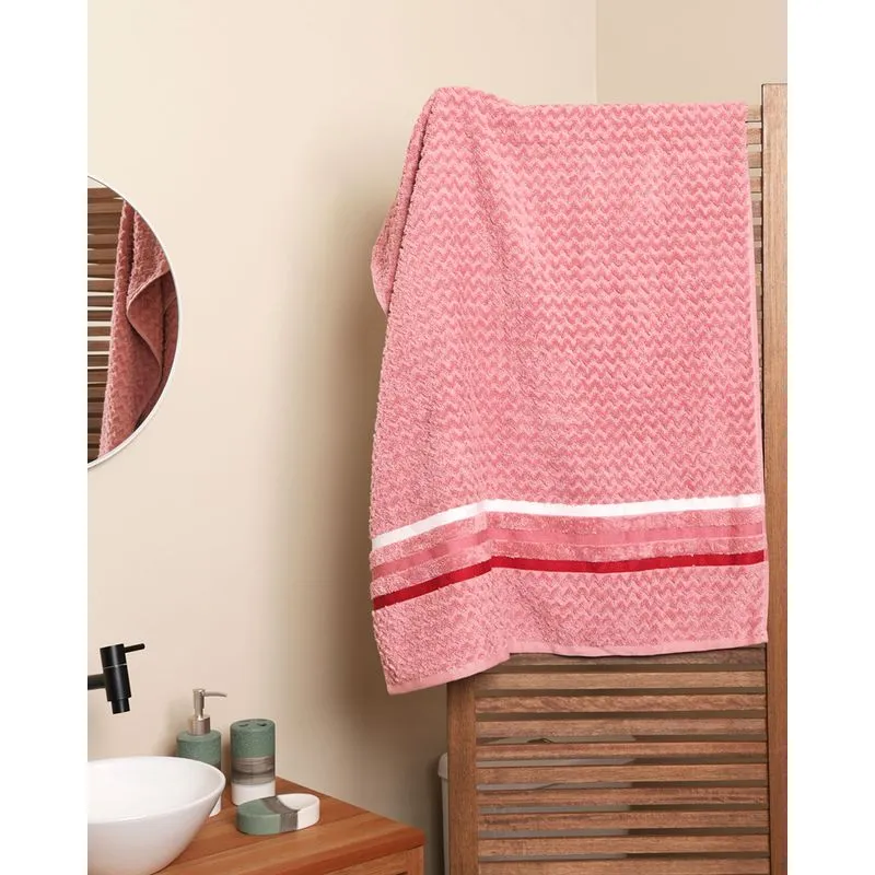 Toalha de Banho Corttex 70cm x 140cm Jacquard Trento Rosa UN