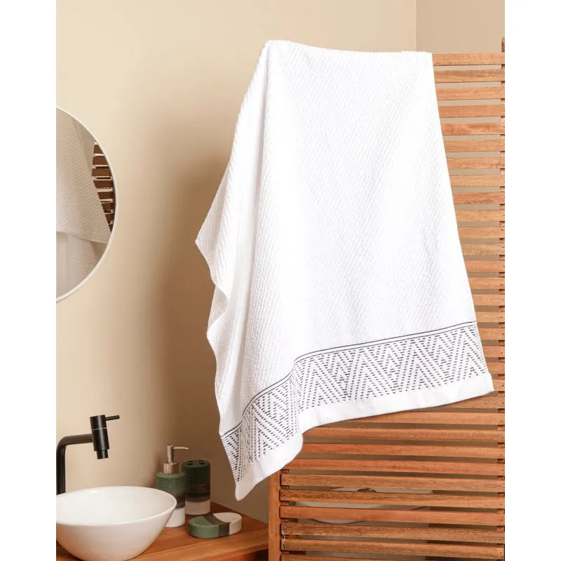 Toalha de Banho Corttex 70cm x 140cm Jacquard Lisboa Branca UN