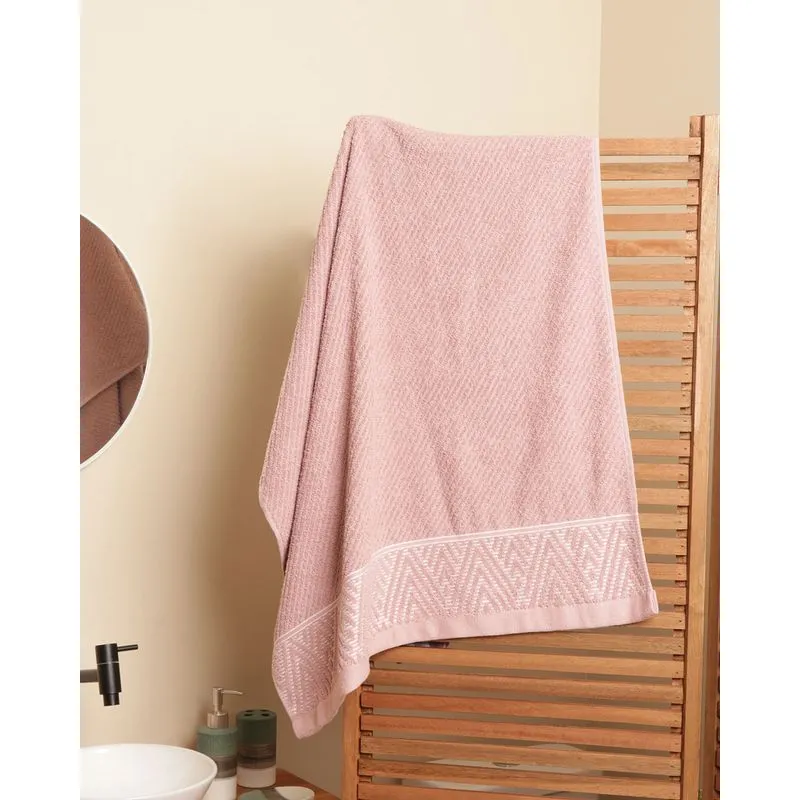 Toalha de Banho Corttex 70cm x 140cm Jacquard Lisboa Rosa UN