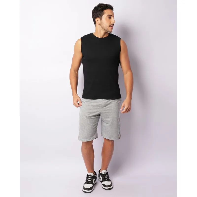 Bermuda Moletom Masculina Com Bolso Cinza G