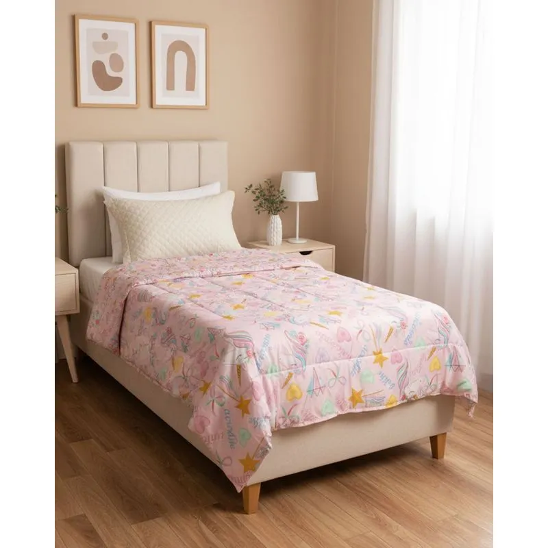 Edredom Infantil Andreza 140cm X 210cm Estampado Unicórnio Rosa UN