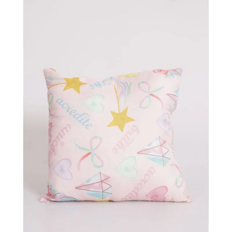 Almofada Infantil Andreza 40cmx40cm Estampada Unicórnio Rosa UN