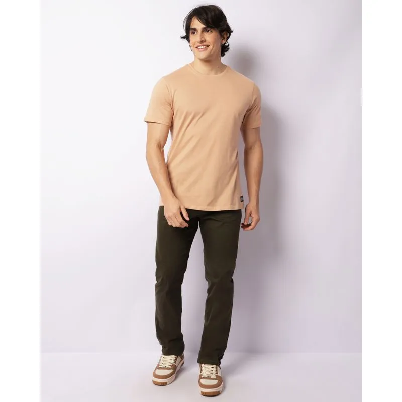 Calça Masculina Sarja Slim Com Bolsos Verde 46