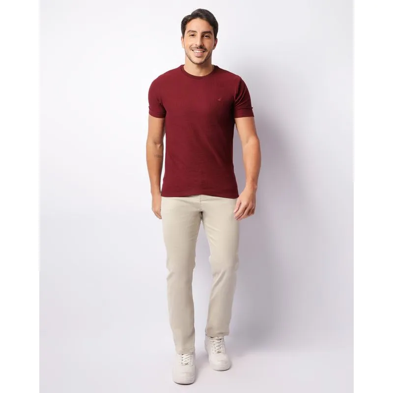 Calça Sarja Masculina Slim Com Bolsos Bege 42