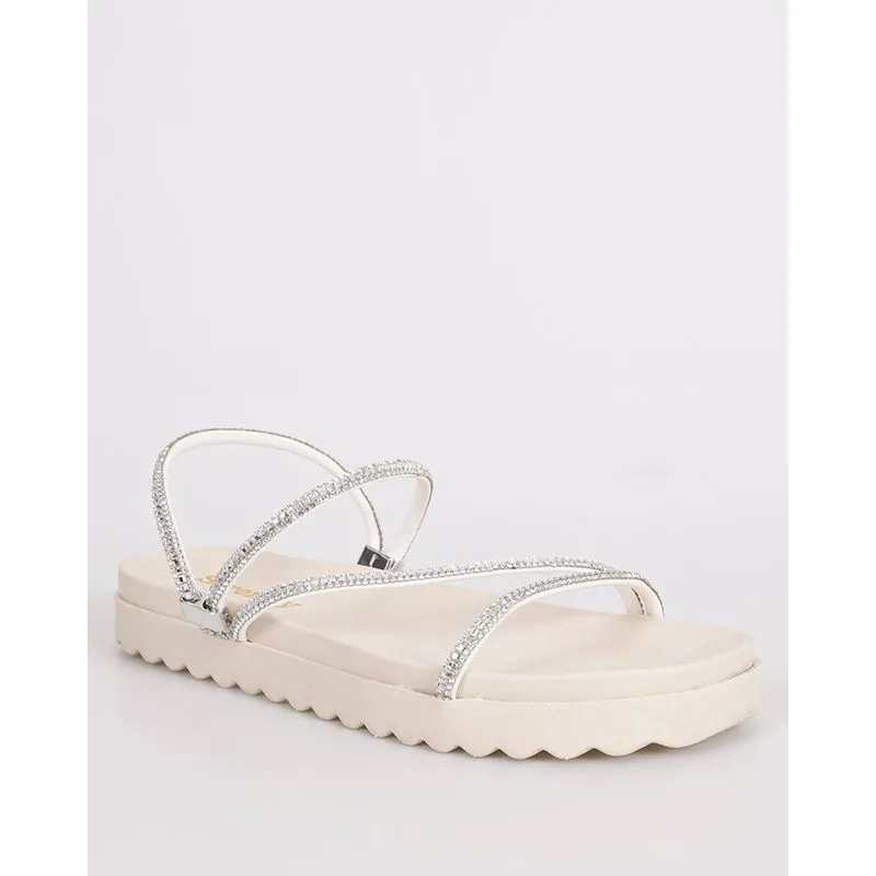Sandália Feminina Donatta Papete Com Strass Off White 38