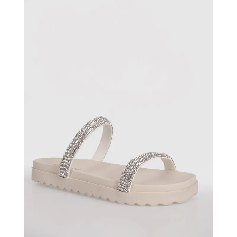 Sandália Feminina Papete Serenity Donatta Com Strass Off White 34