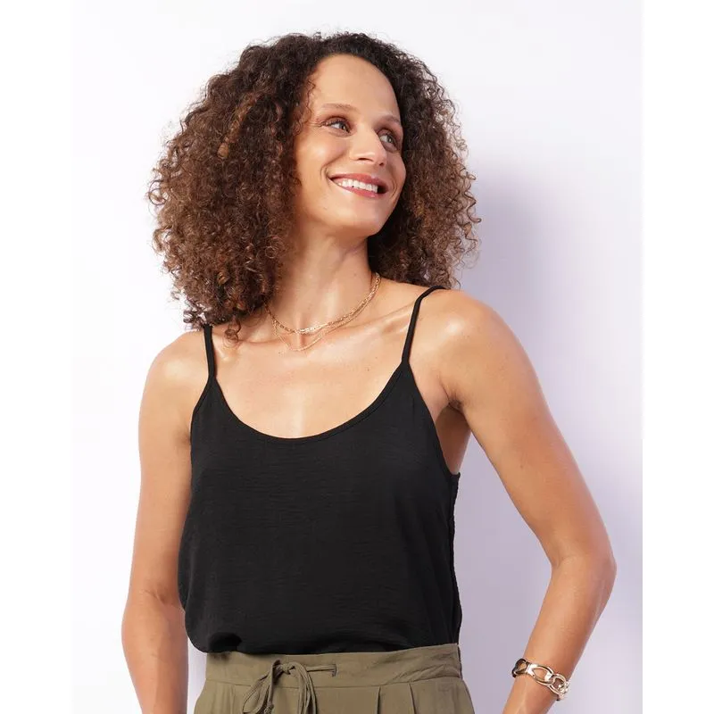 Blusa Feminina Duna Alcinhas Sobreposição na Barra Preta M