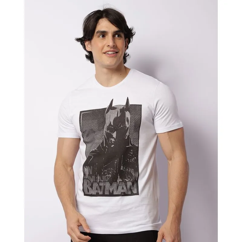 Camiseta Masculina DC Comics Batman Manga Curta Branca G