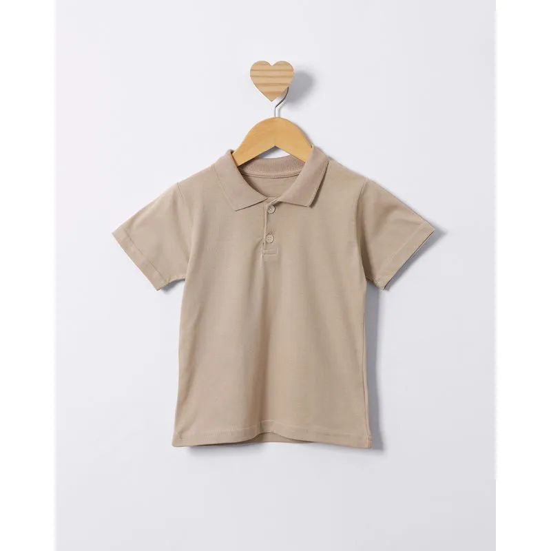 Camisa Polo Bebê Manga Curta Bege 1