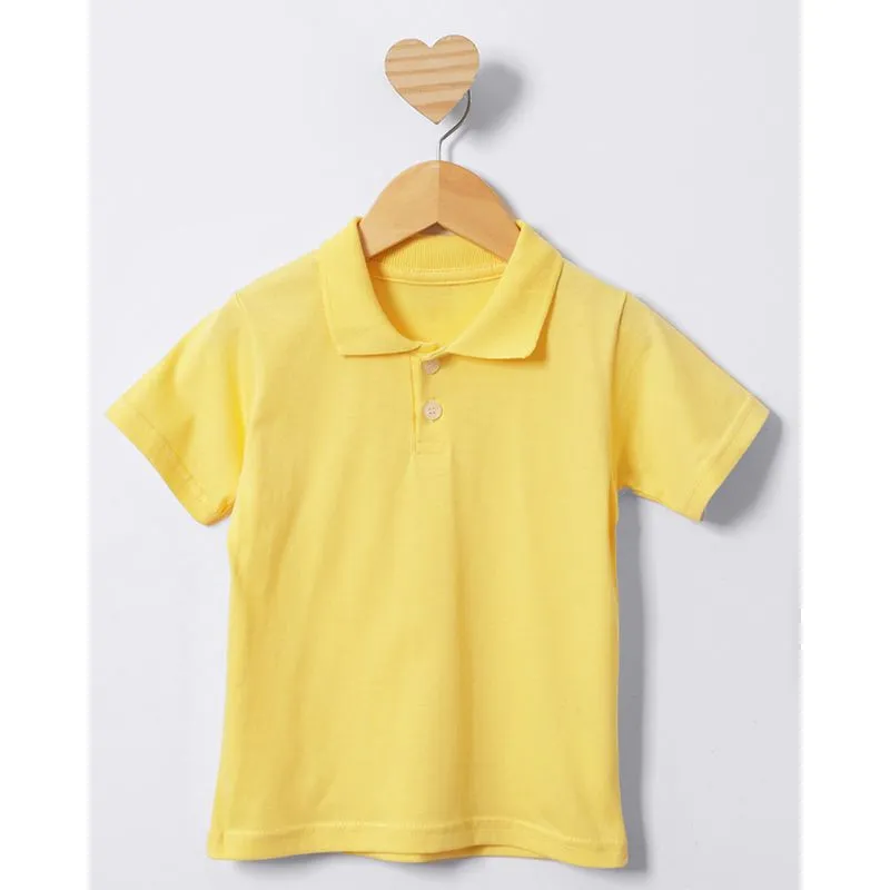 Camisa Polo Bebê Com Botão Manga Curta Amarela 1