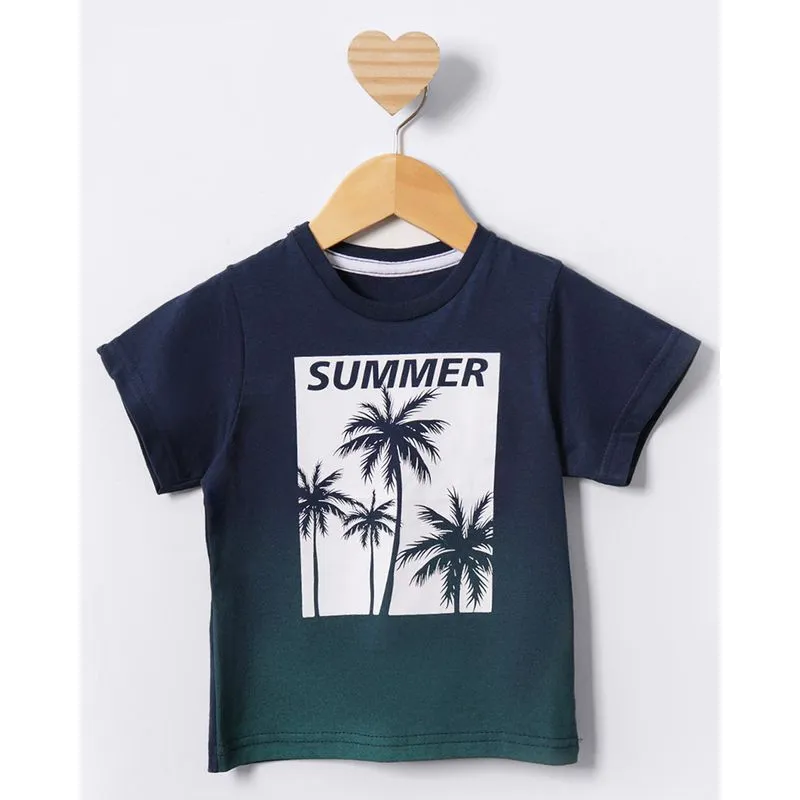 Camiseta Bebê Estampa Verão Degrade Manga Curta Marinho 1