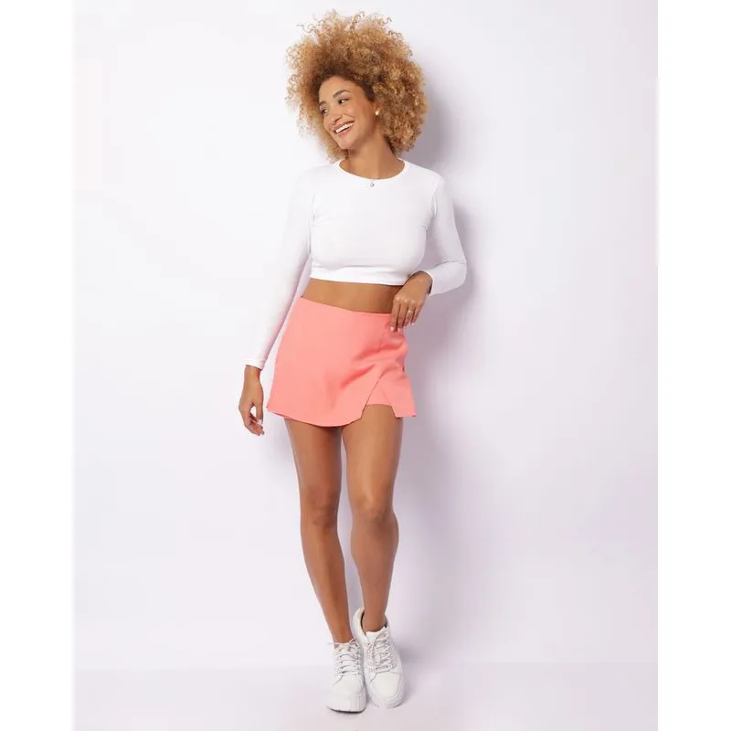 Short Saia Feminino Com Fenda Coral M