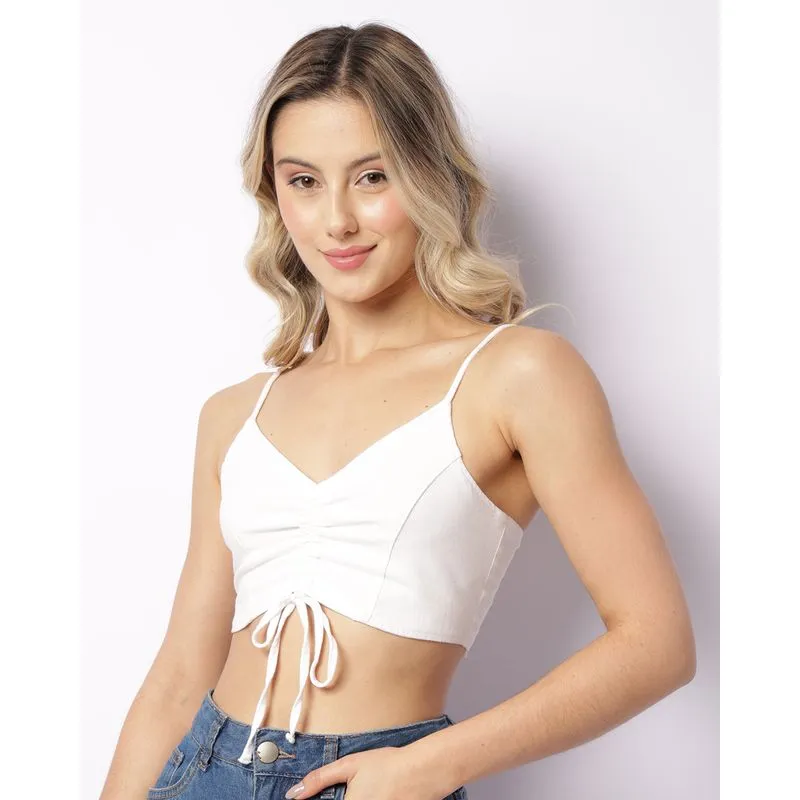 Blusa Feminina Alcinha Cropped Com Colissê Branca G