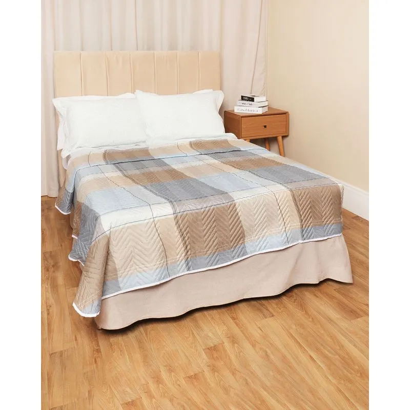 Colcha Casal Arte & Cazza Matelassê Estampada Azul UN