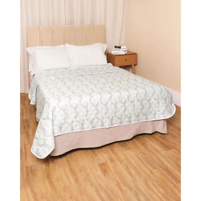 Colcha Casal Arte & Cazza Matelassê Estampada Verde UN