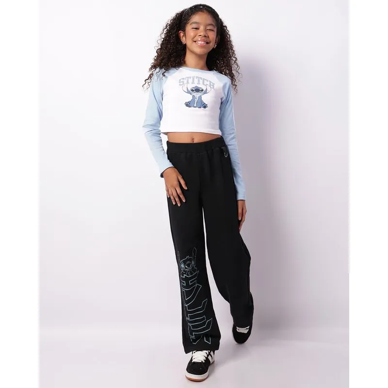 Calça Moletom Juvenil Reta Disney Stitch Preta 12
