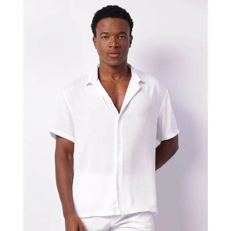 Camisa Masculina Viscose Manga Curta Com Botões Off White G