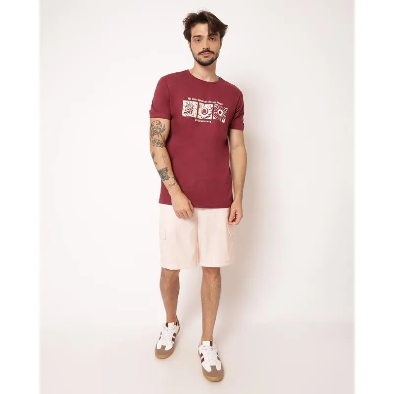 Bermuda Masculina Reta Microfibras com Bolsos Cargo Rosa GG