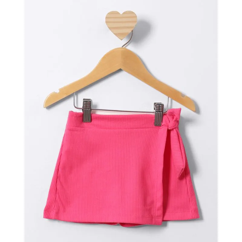 Short Saia Bebê Curto Canelado Rosa 2