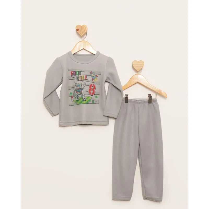 Pijama Bebê Longo Soft Estampa Foot Ball Cinza 3