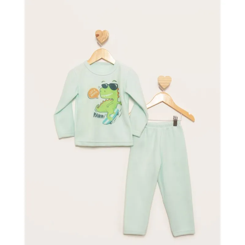 Pijama Bebê Longo Soft Estampa Dino Verde 3