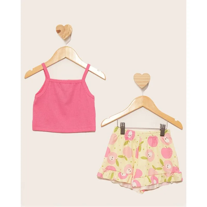 Conjunto Bebê Curto Cropped Canelado Rosa 3