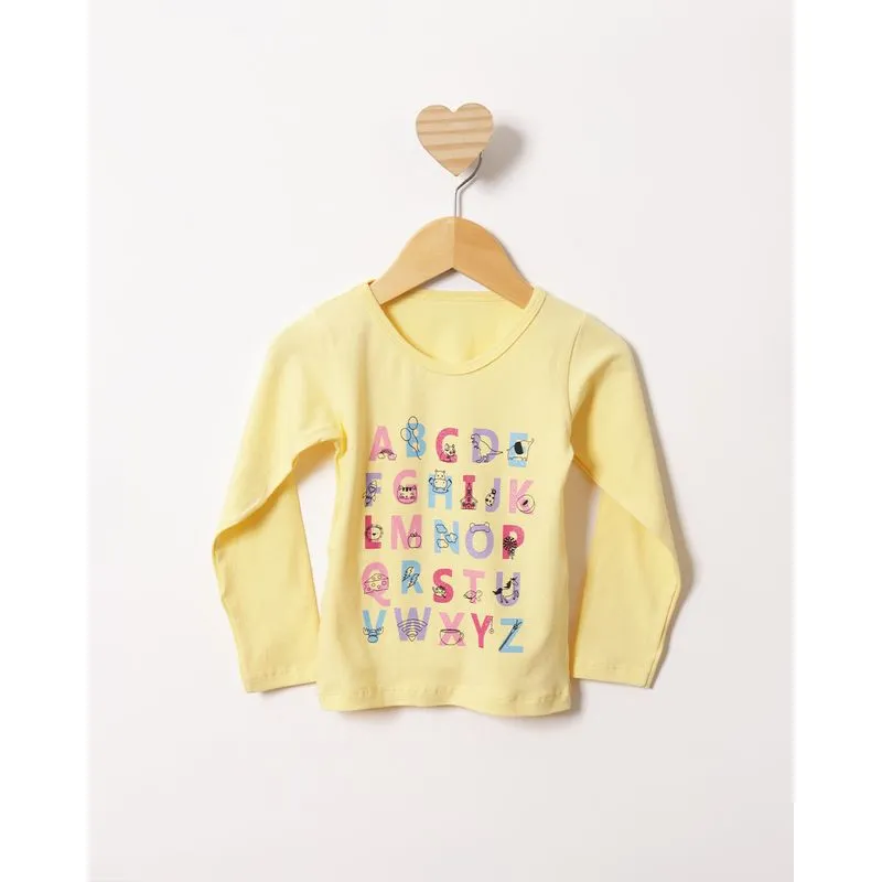 Blusa Bebê Estampa Abecedário Manga Longa Amarela 3