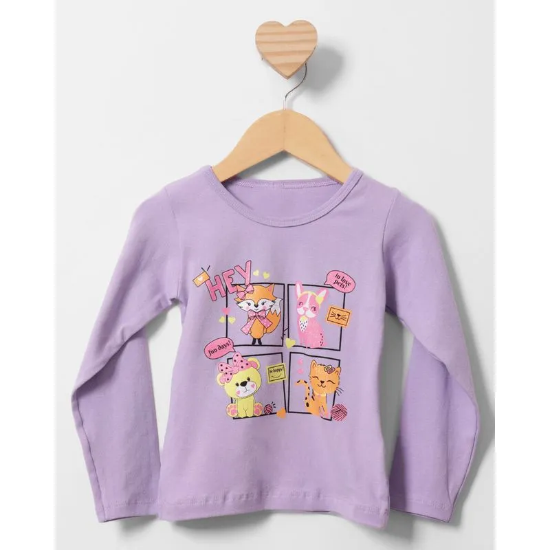 Blusa Bebê Manga Longa Estampa Com Glitter Lilás 2