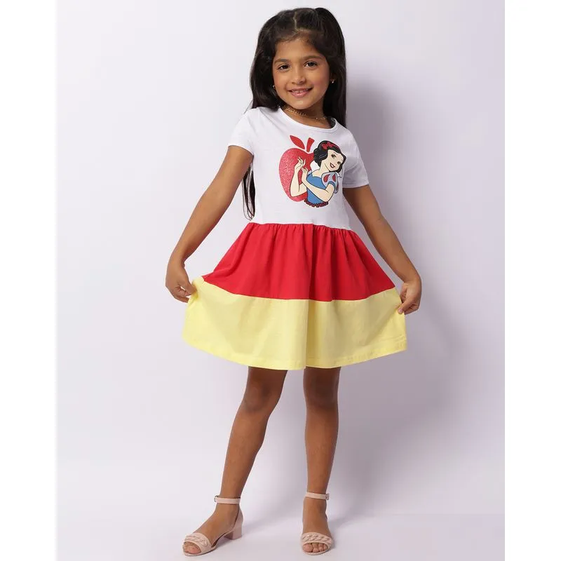 Vestido Infantil Curto Disney Estampa Branca De Neve Branco 6