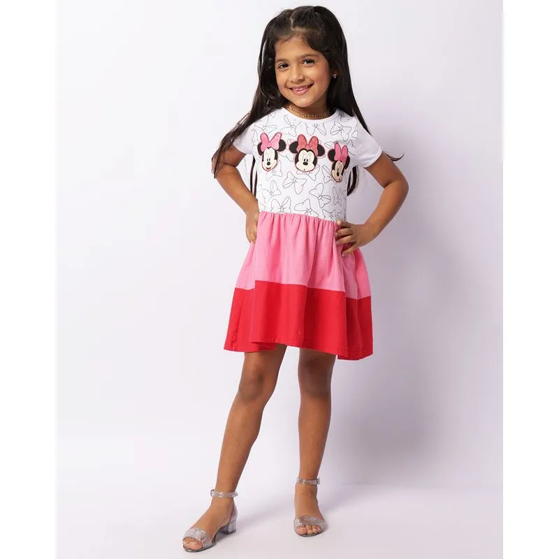 Vestido Infantil Curto Disney Estampa Minnie Branco 10