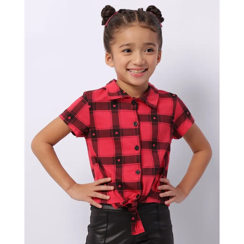 Camisa Infantil Cropped Estampa Xadrez Coração Vermelha 10