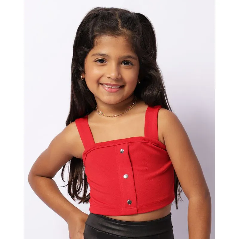 Regata Infantil Cropped Botões Decorativos Vermelha 4