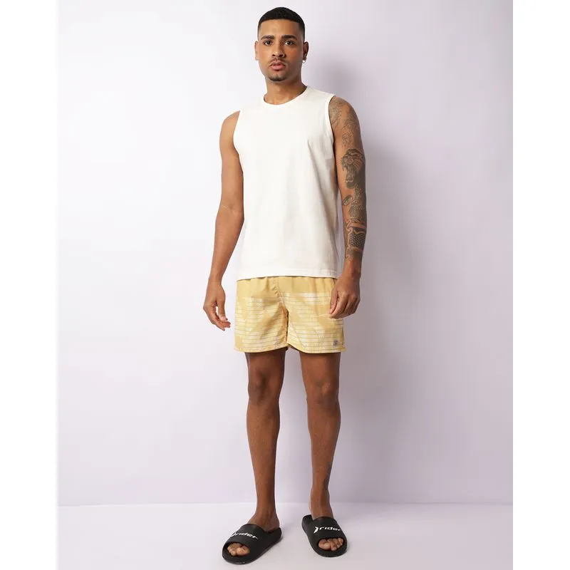 Bermuda Surf Masculina Bolsos Estampada Amarela GG