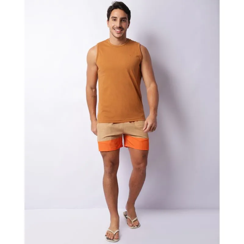 Bermuda Masculina Surf Bolsos Com Estampa Geométrica Bege G