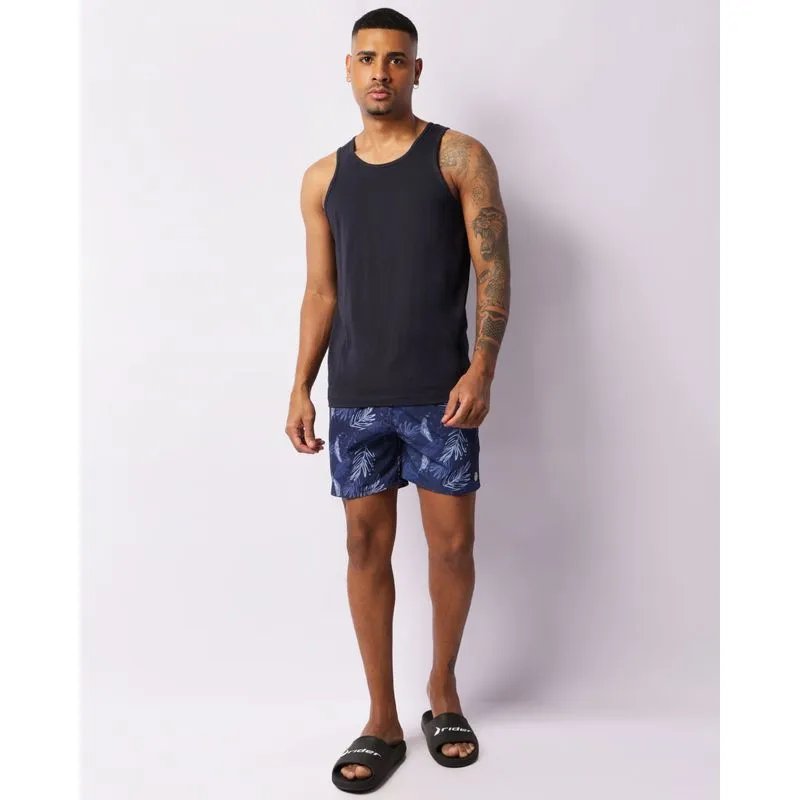 Bermuda Surf Masculina Bolsos com Estampa Folhagens Azul P