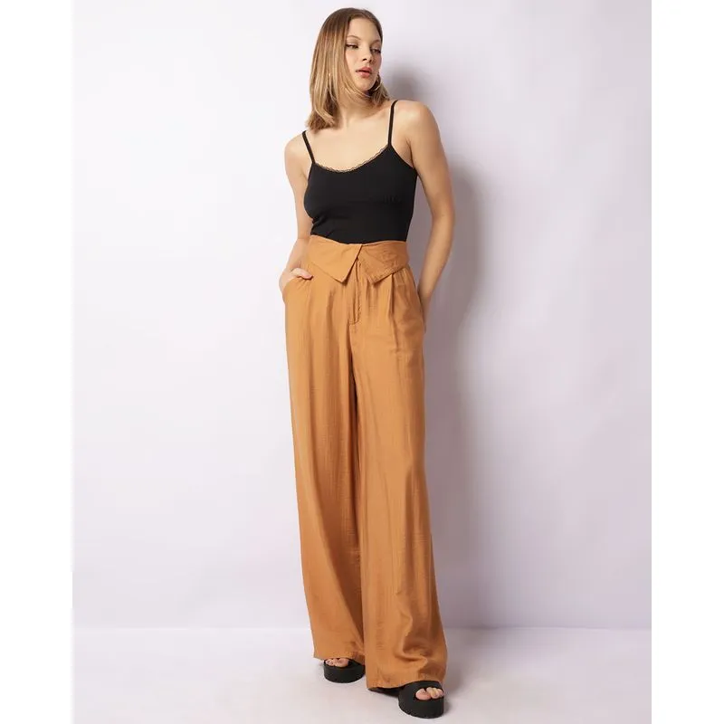 Calça Feminina Wide Leg Alfaiataria Bege G