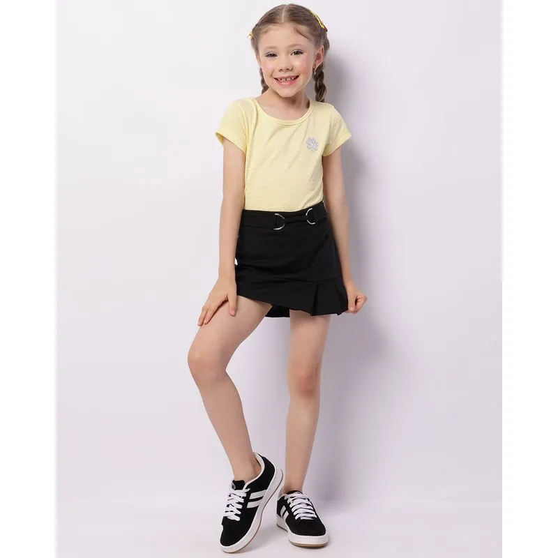Short Saia Infantil Com Fivela Preto 4