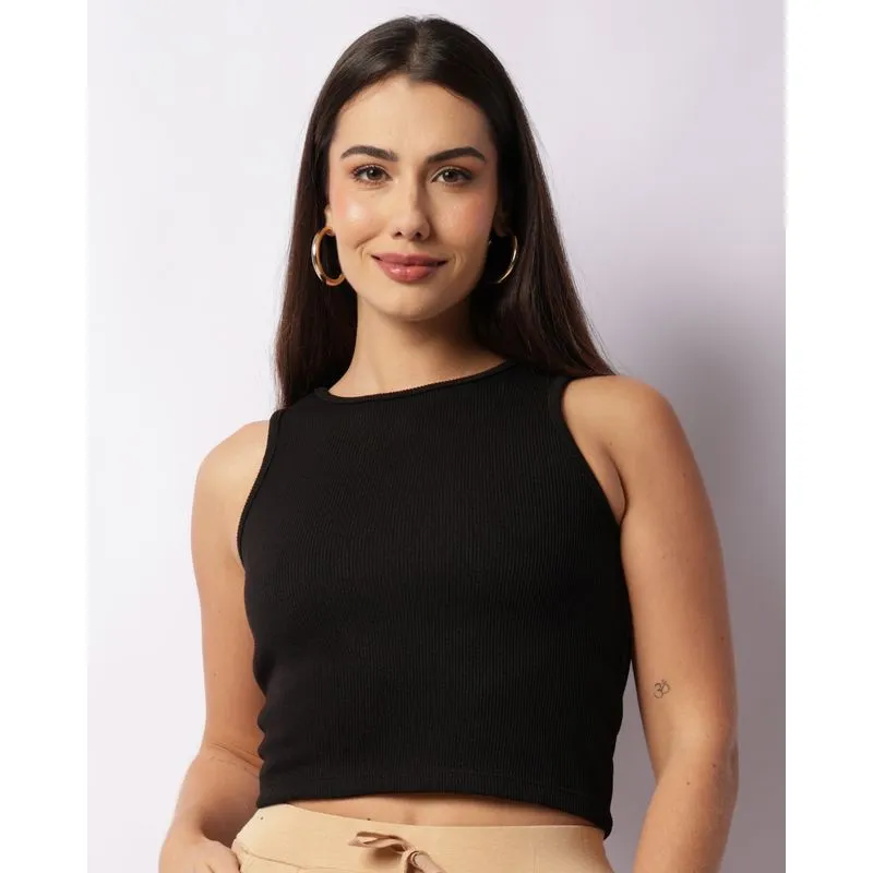 Regata Feminina Berry & Co. Cropped Canelada Preta M