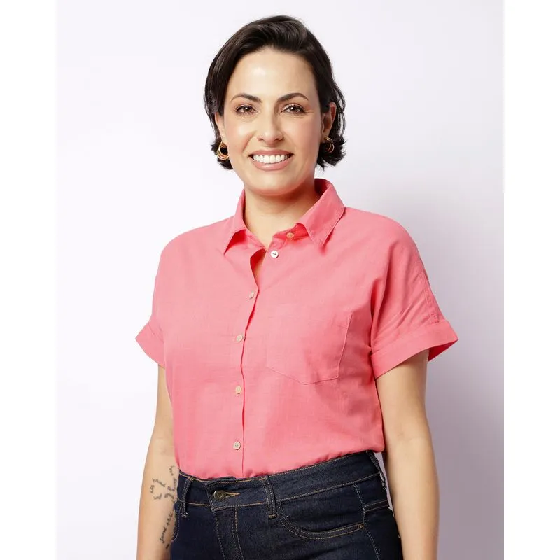 Camisa Feminina Berry & Co. com Bolso Rosa P