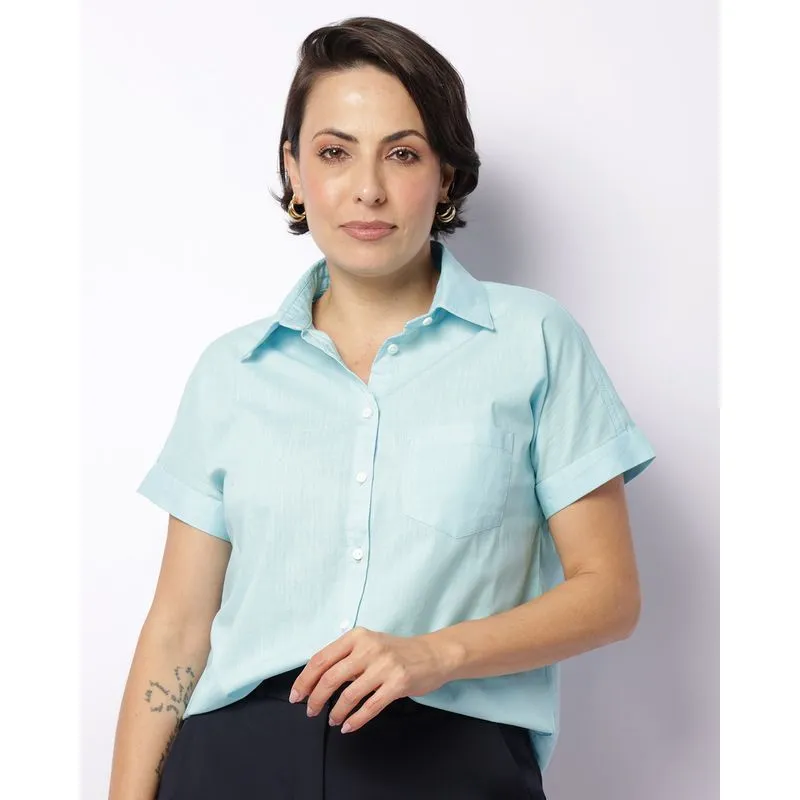 Camisa Feminina Berry & Co. com Bolso Azul P