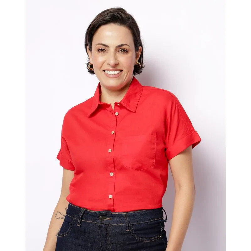 Camisa Feminina Berry & Co. com Bolso Vermelha G