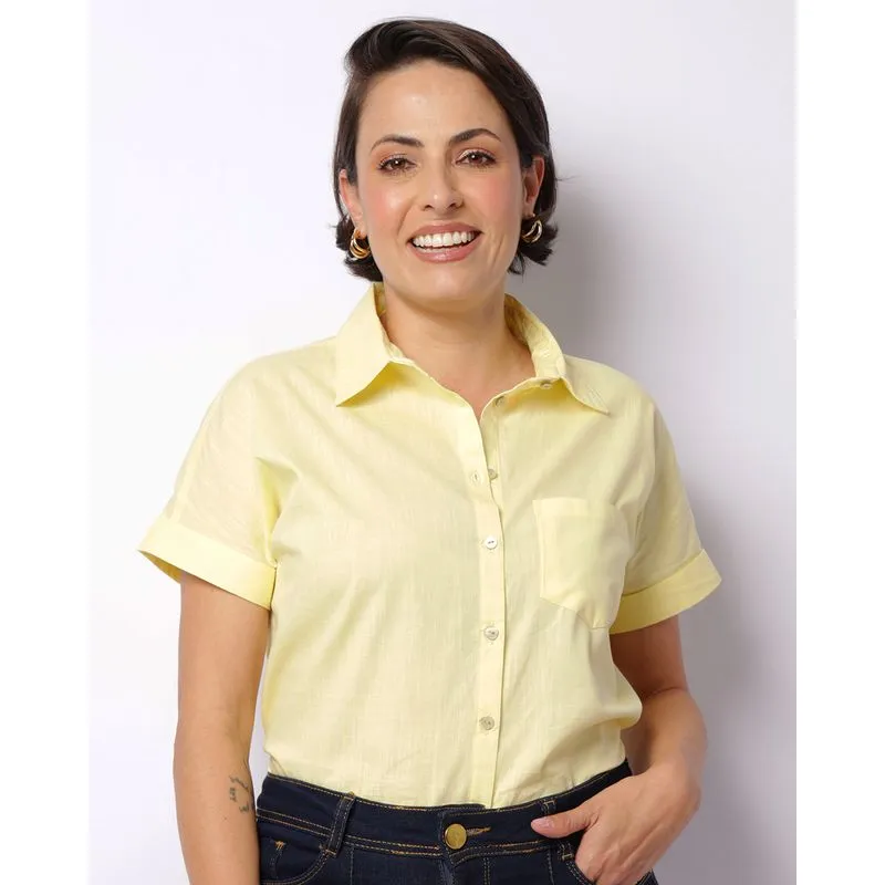 Camisa Feminina Berry & Co. com Bolso Amarela GG