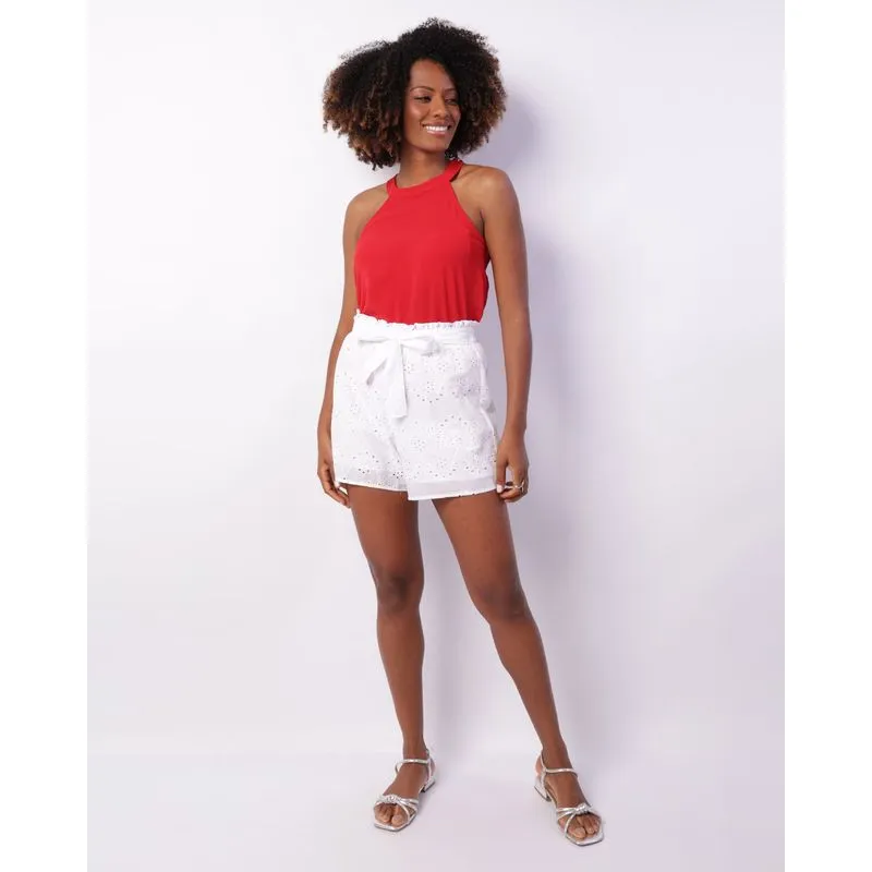 Short Feminino Berry & Co. Laise Amarração Branco G